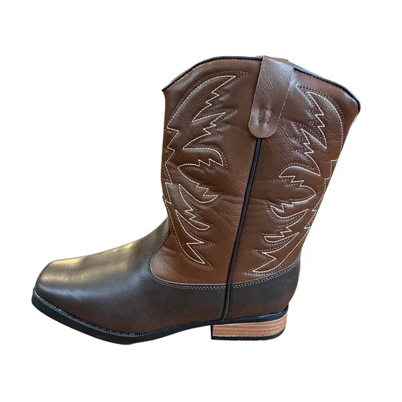 Smart Fit Kids Brown Square‎ Toe Western Cowboy Boots Size 6 NWT - Picture 8 of 10